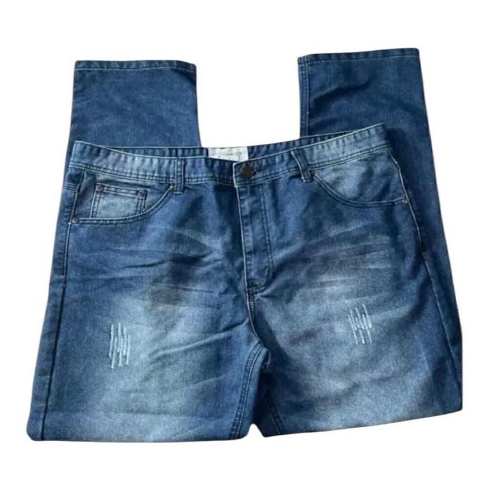 United Denim Jeans Size 40x30 Men Straight Mid Rise Medium Wash Blue Denim